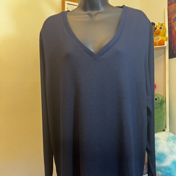 Lucky Brand Navy Blue V-Neck Long Sleeve Sweater Women’s Size XL - Picture 1 of 5